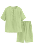 AVANOVA Boys 2-Piece Outfit Set  Pista Half Button Short Sleeve Top with Matching Shorts | Casual Woven Clothing Set for Boys (K