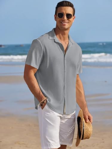 Cb-Colebrook MenS Waffle Knit Textured Button-Down Wrinkle Free Casual Shirts