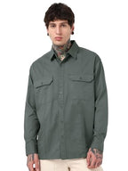 Bewakoof Mens Solid Oversized Fit Full Sleeve Collar Cotton Shirt_662095_Grey_L