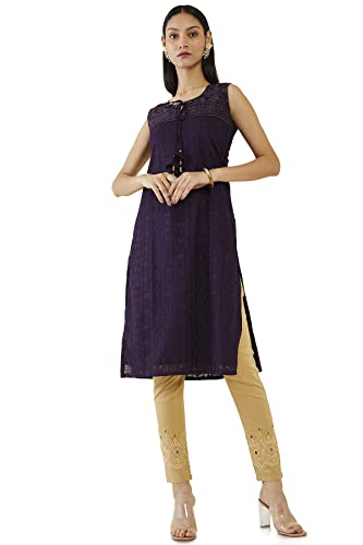 Soch Women Purple Georgette Embroidered Kurta(Purple_L)