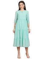 Ketch WomenS Polyester Blend A-Line Midi Dress (Kha1000083_Sea Green
