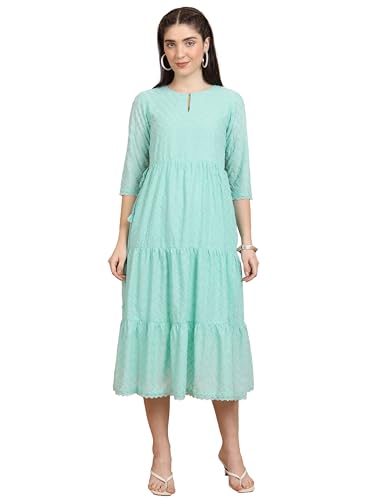 Ketch WomenS Polyester Blend A-Line Midi Dress (Kha1000083_Sea Green