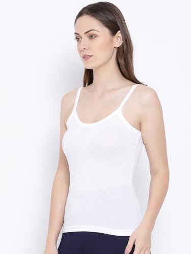 Rupa Softline Plain/Solid Regular Fit Women Super Combed Cotton Camisole, Under-Shirt, Stretchable and Body-Hugging, White,Pack