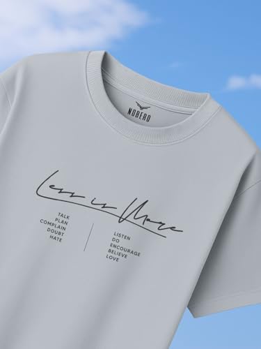 Nobero MenS Solid Oversized Fit T-Shirt (1M-Twrt-C0910-Og_Grey Melange