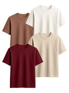 Veirdo Men's 100% Cotton Regular Fit Round Neck Solid Short Sleeve T-Shirt Combo