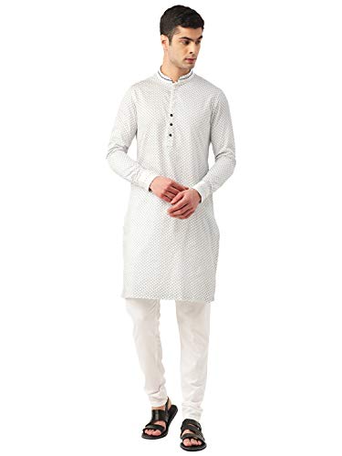 Manyavar MenS Cotton Blend Regular Ethinic Wear (Ml11985_White_3Xl)