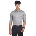 Turtle Men 100% Cotton Slim Fit Grey Solid Formal Shirt
