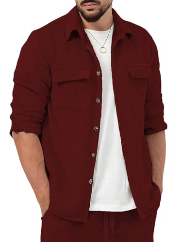 Casual Shirt for Men|| Shirt for Men|| Men Stylish Shirt (Rib-Shirt) (L, Maroon)