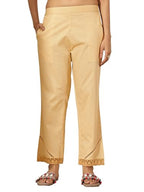 Libas Womens Self Design Cotton Trousers For Women Beige
