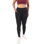 BlissClub Women The Ultimate Fitted Leggings Lite with 1 Back Pockets | Polyester | High Rise Waistband | Leggings for Women, Bl