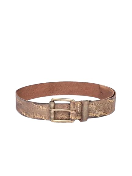 Art N Vintage Rugged Textured Leather Belt For Men With 4 Cm Width Camel Leather With Classic Brass Buckle  Stylish, Durable, A 2