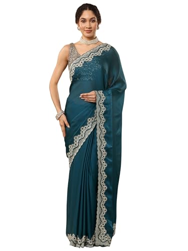Libas Solid Chiffon Saree For Women (94117P)