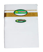 Prakasam Cotton Mens White Jari Cotton Dhoti And Angavastram Set