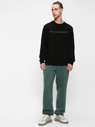Bewakoof Mens Graphic Print Regular Fit Full Sleeve Round Neck Fleece Sweatshirt Black