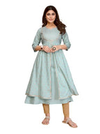 Rangita Light Green Rayon Flared Embellished Calf Length Kurti | Kurta For Women_3Xl