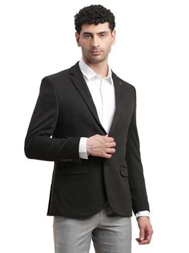 Turtle Men Poly Viscose Casual Black Blazer