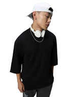 Bewakoof Mens Solid Super Loose Fit T-Shirt_597320_Black_L