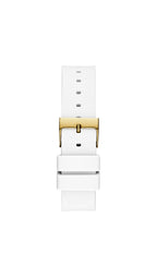 GUESS Ladies 38mm Watch - White Strap White Dial Two-Tone Case