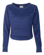 Ladies Odyssey Striped Poly Fleece Hi-Lo crew - gRANITE STRIPE - S(D0102H76Q98)