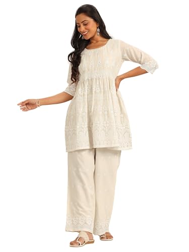 Libas Womens Embroidered Cotton Co-Ord Set For Women