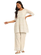 Libas Womens Embroidered Cotton Co-Ord Set For Women