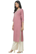 Soch Womens Cotton Flex Embroidered Regular Kurta (CWS5KU61072_Onion Pink