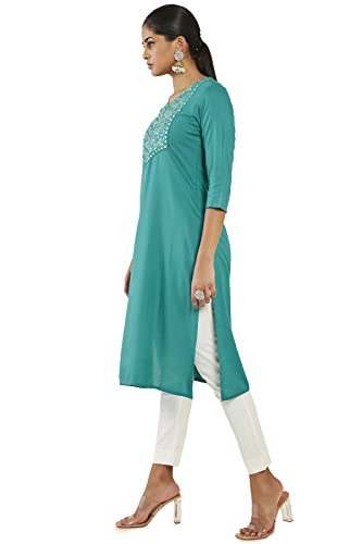 Soch Women Green Rayon Solid Kurta