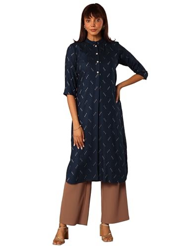 Libas WomenS Viscose Rayon Woven Design Straight-Fit Kurta (29806_Blue