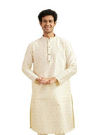 Diwas By Manyavar MenS Art Silk Self Design Kurta (Cream,Xxxl)