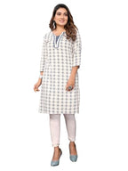 Rangita White Rayon Knee Length Printed Straight Kurti | Kurta For Women_M