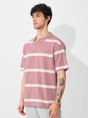 The Souled Store Textured Polo Originals :Quartz Men And Boys Short Sleeves Collared Neck Cotton Blend Oversized Polos
