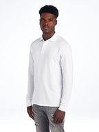 Jerzees Men's SpotShield Stain Resistant Polo Shirts (Short & Long, Long Sleeve-White, Small