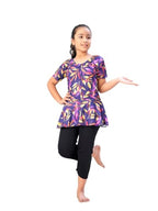 Aarika Girls Sports Wear Purple-Black Colour Floral Print Nylon Swim Suit (5-15 Years)-(Sw-Shm-C-1113)