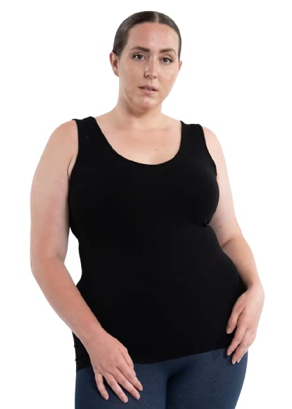 SHAPERX Womens Slimming Layering Tank Top, Seamless Stretchable Cami Undershirt Pack of 1 Plus Size (5XL, Black) 5