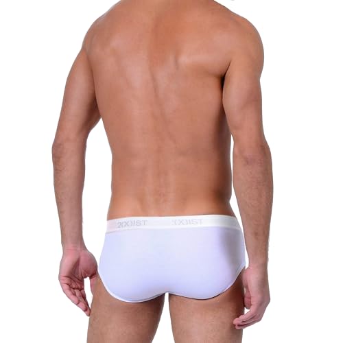 2(X)IST mens Essential Cotton Contour Pouch Brief 3-Pack,White/Black/Grey Heather,Medium