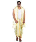 PRAKASAM COTTON Mens Silk  Panjakejam Dhoti & Towel Set with Pocket