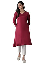 W For Woman Folksong By W V-Neck Kurta Solid 42 L Full Slv Pink