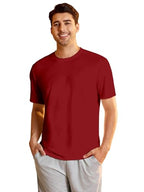 Shasmi Mens Maroon Rich Solid Round Neck Half Sleeve Plain Regular Fit Cotton T-Shirt l Comfortable and Versatile Fashion Tee, 