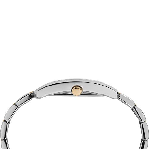 Timex Men's Dress Analog 33mm Stainless Steel Bracelet Watch with Genuine Diamond, Two-Tone/Black