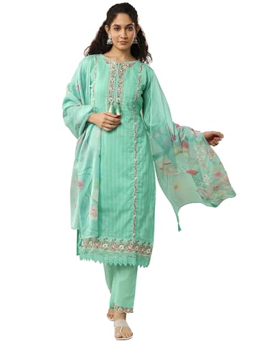 Libas Embroidered Cotton Blend A-Line Kurta Set For Women (51868Xl)