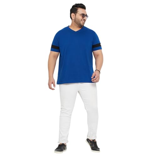 Bigbanana Plus Size MenS Regular Fit Solid V-Neck Tshirt (Spice,Blue,7Xl)