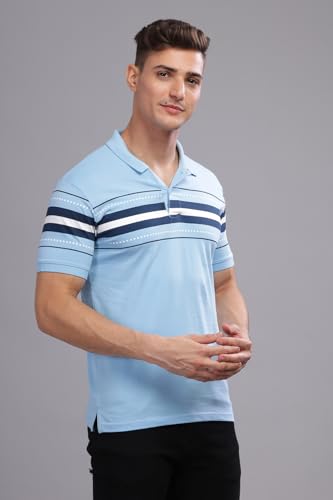 ADRO Mens Solid Regular Fit Polo Shirt (PNOP24-L1-SKNBWH_Sky Blue