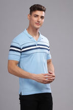 ADRO Mens Solid Regular Fit Polo Shirt (PNOP24-L1-SKNBWH_Sky Blue