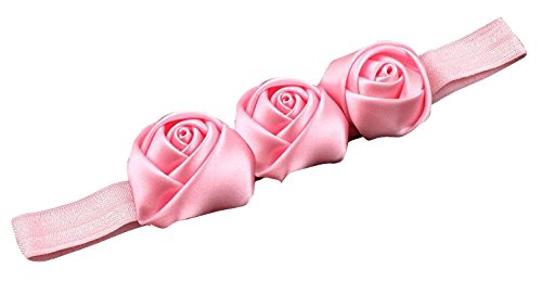 Akinoskids Stretchable Peach Pink Headband With Three Flowers 11