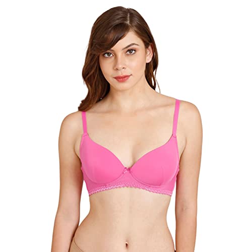 Rosaline by Zivame Womens Polyester Elastane Padded Non-Wired Casual Medium Coverage Bra (RO1201FASHCPINK0034D_Purple_34D)
