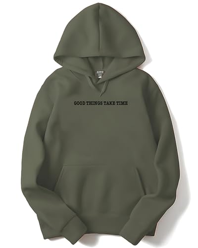 ADRO Printed Hoodies for Men in Premium Cotton Fleece 340 GSM (H23-M-GOOD-OL_Olive_XL)