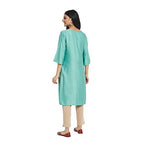 Fabindia Women Silk Straight Knee Length Kurta Viscose_Blue