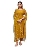 Womanista Women'S Poly Crepe Flared Solid Kurta Set (Kurtaset_1383_Yellow
