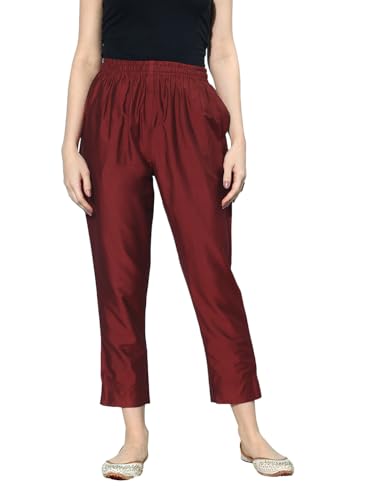 Libas Solid Silk Trousers For Women (Pl1511Rxxl)