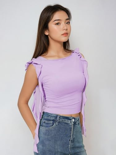 KOTTY Womens Solid Squire Neck Regular Top